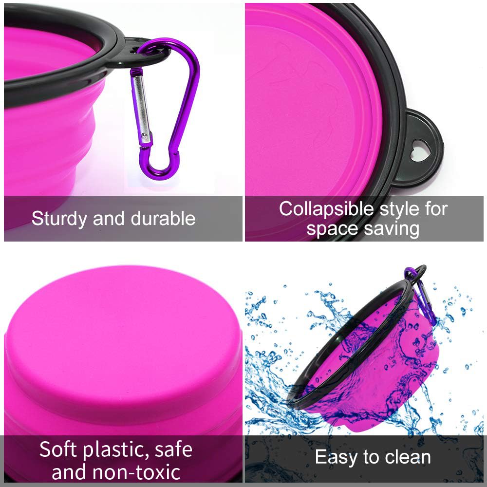 Colores verde y morado de los tazones SLSON para distinguir comida y agua