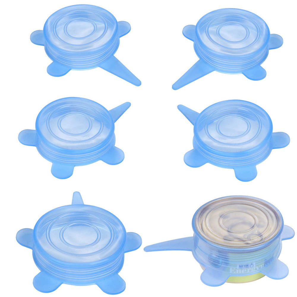 SLSON tapas de lata azul muestran almacenamiento seguro de comida para mascotas.