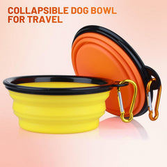 Tazón colapsable SLSON desplegado, tamaño grande para agua o comida durante paseos.