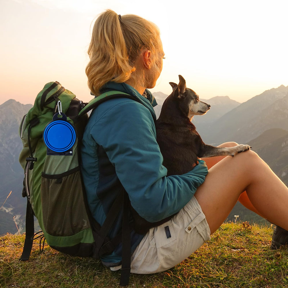 SLSON tazones azules para perros y gatos, prácticos en salidas diarias.