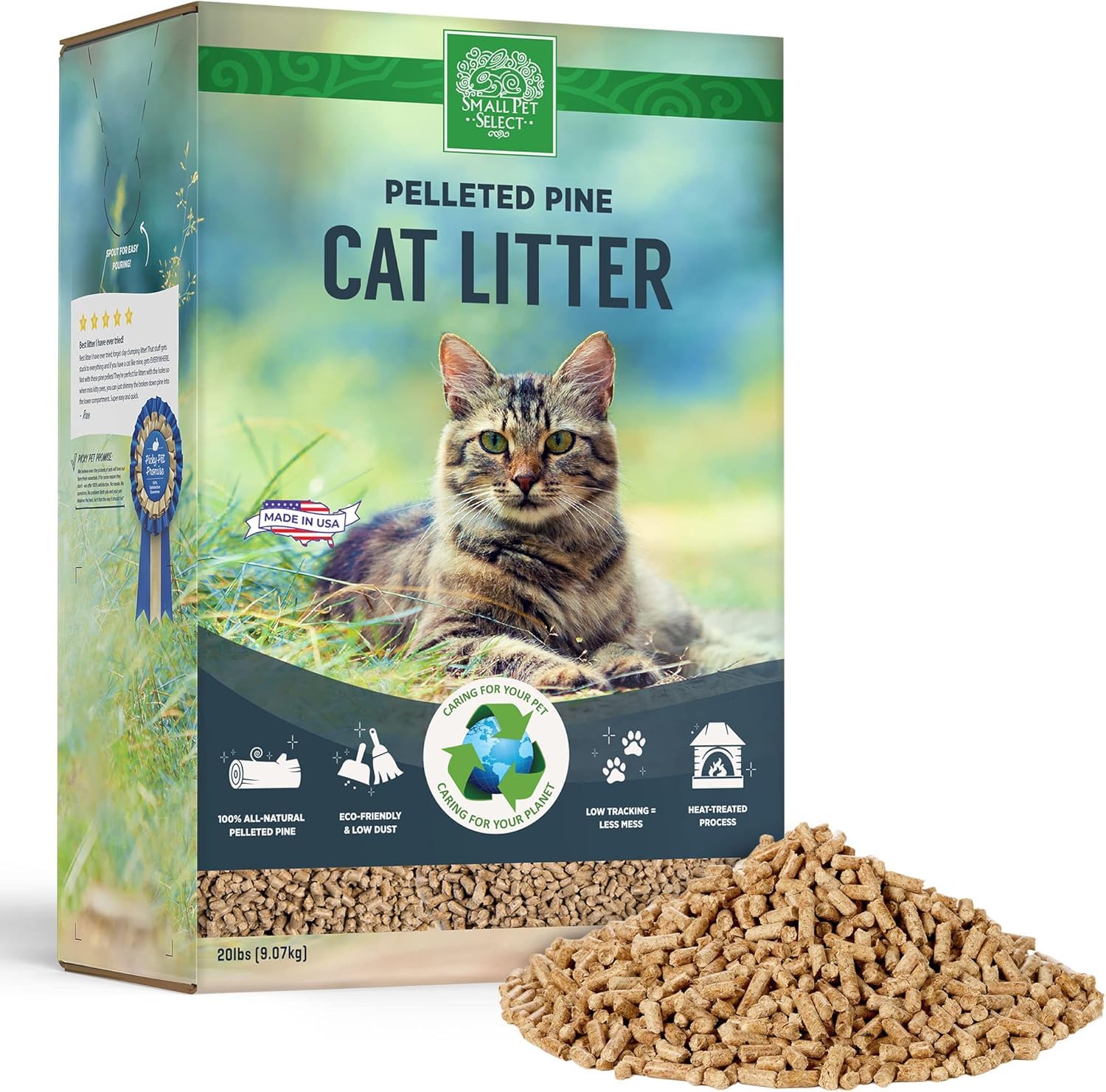 Small Pet Select gránulos de pino: ideal para caja de arena, reduce polvo y rastreo.
