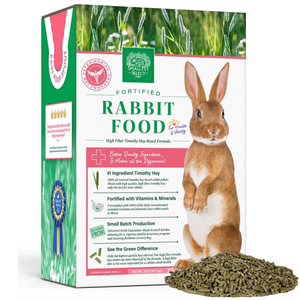 Pellets de heno timothy de Small Pet Select para conejos adultos, nutrición de alta fibra.
