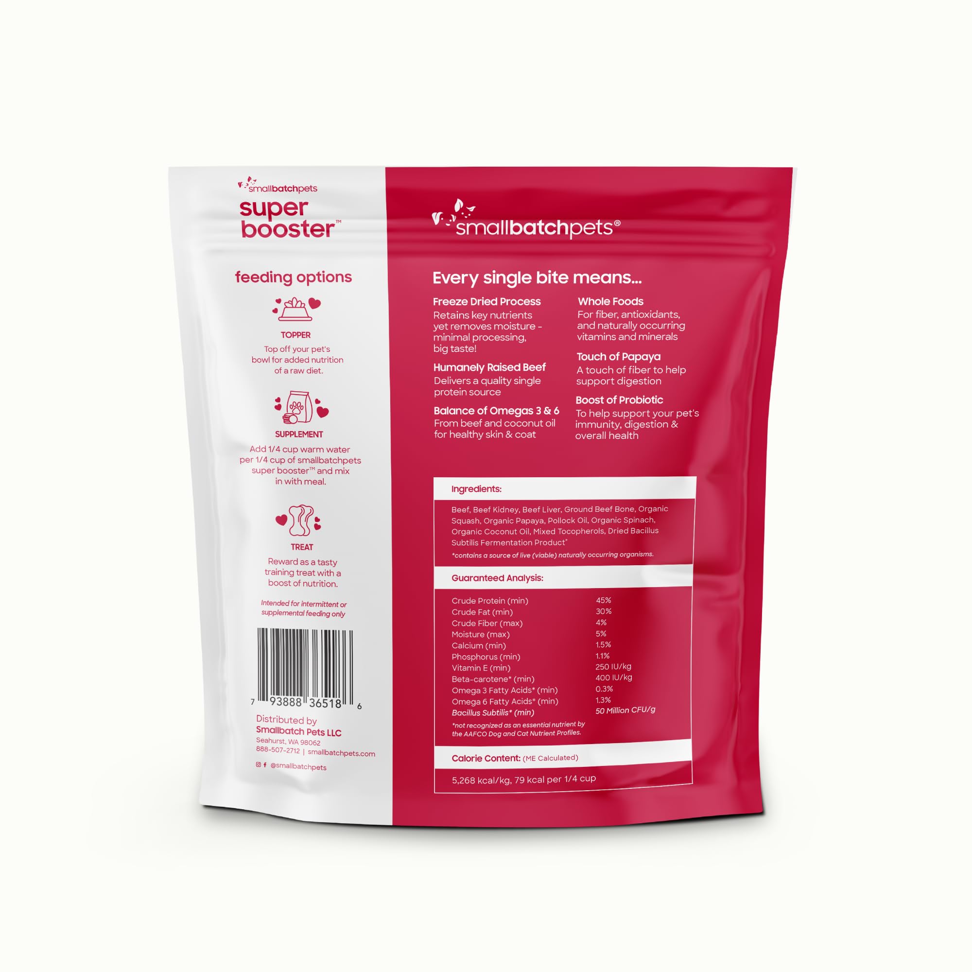 Smallbatch bocados sin granos para perros y gatos con gusto natural.