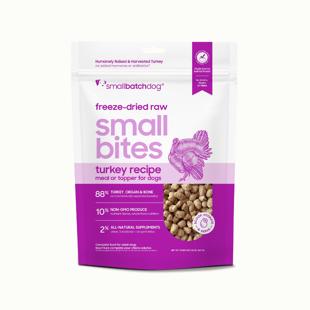 smallbatch: bocados de pavo secos, snack proteico para perros activos.