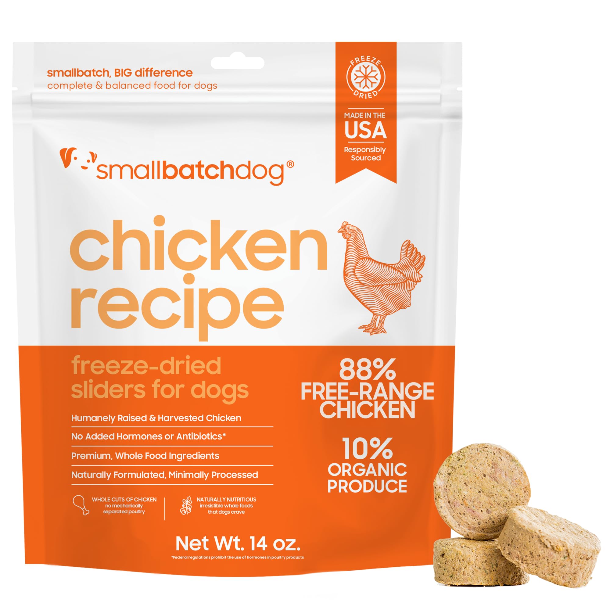 Smallbatch Pets envase 14oz, comida cruda para perros lista para hidratar
