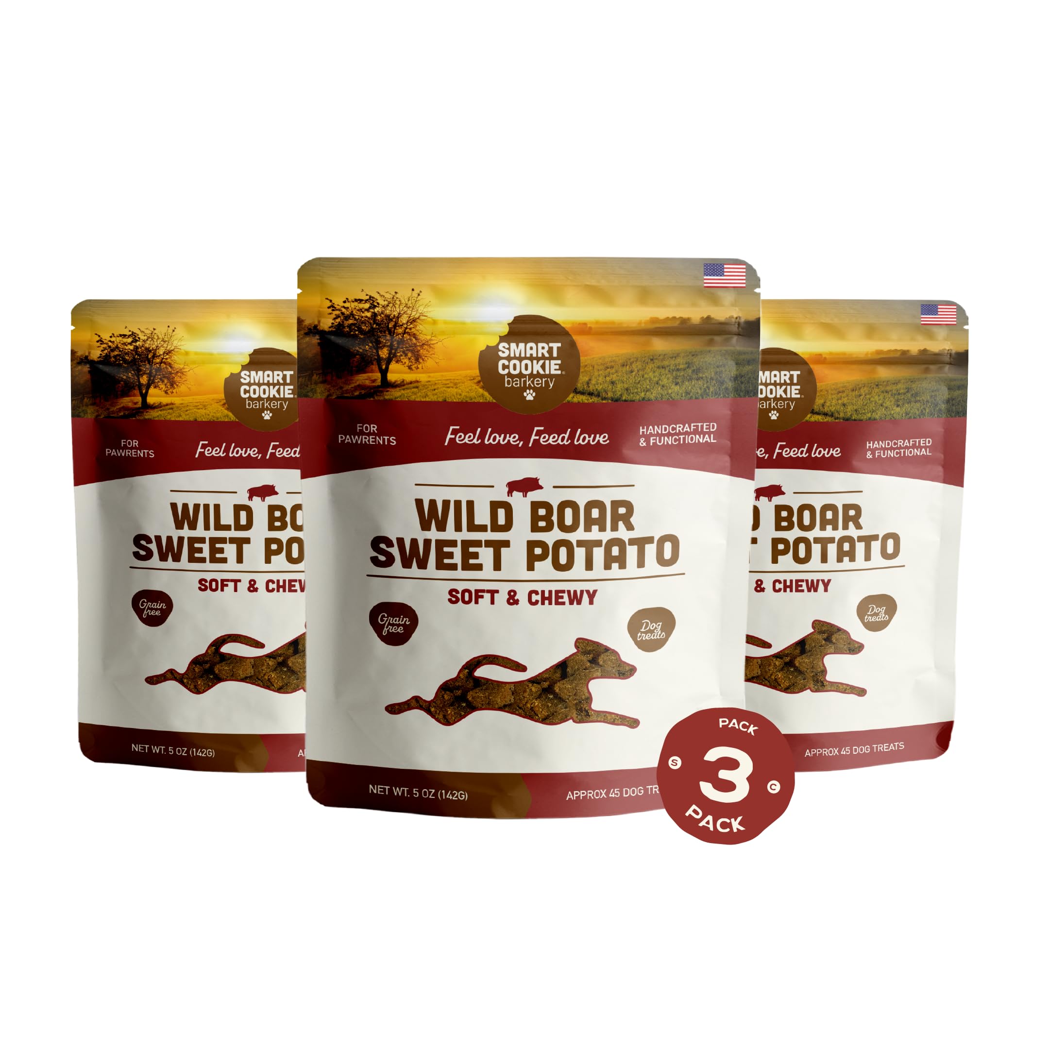 Smart Cookie bocaditos jabalí salvaje batata dulce; entrenamiento suave para perros.