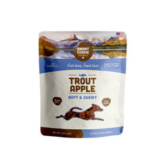 Smart Cookie trucha y manzana, bolsa de 5 oz, snack sabroso para perros.