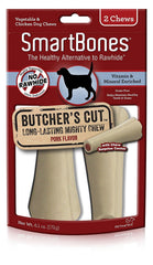 SmartBones Butcher's Cut masticables grandes, dos unidades, satisfacen el instinto de masticar.