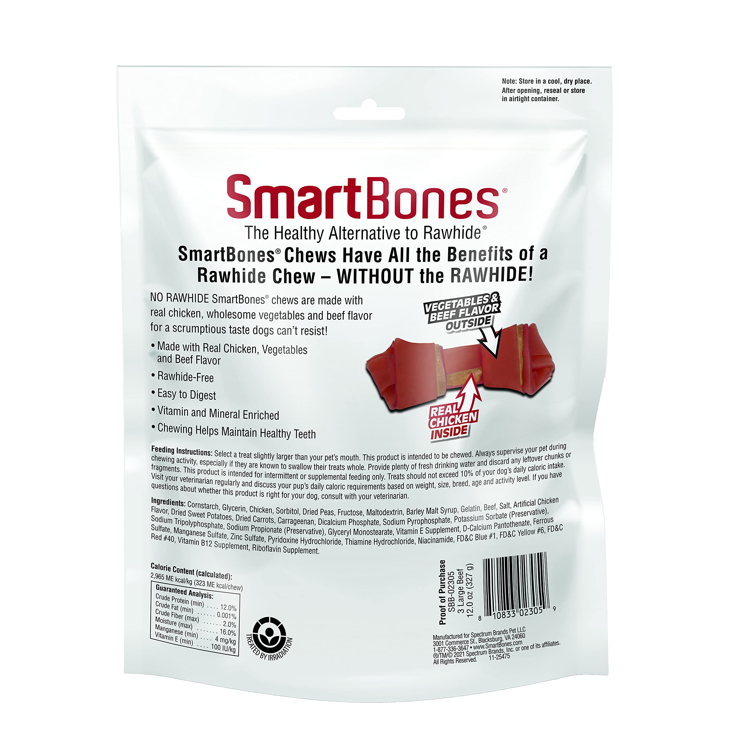 SmartBones grandes masticables de carne real y verduras: snack sabroso para perros.