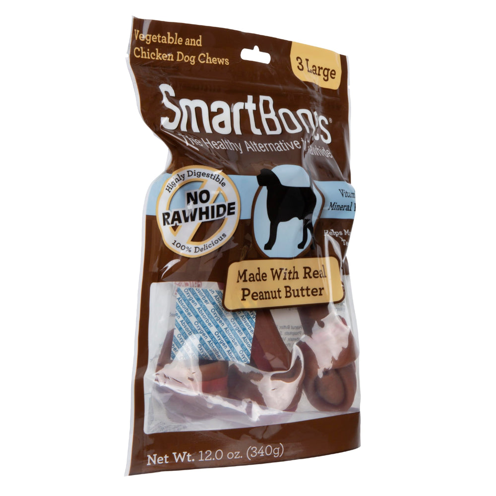 SmartBones mascota masticando, masticables para entretener durante el día.