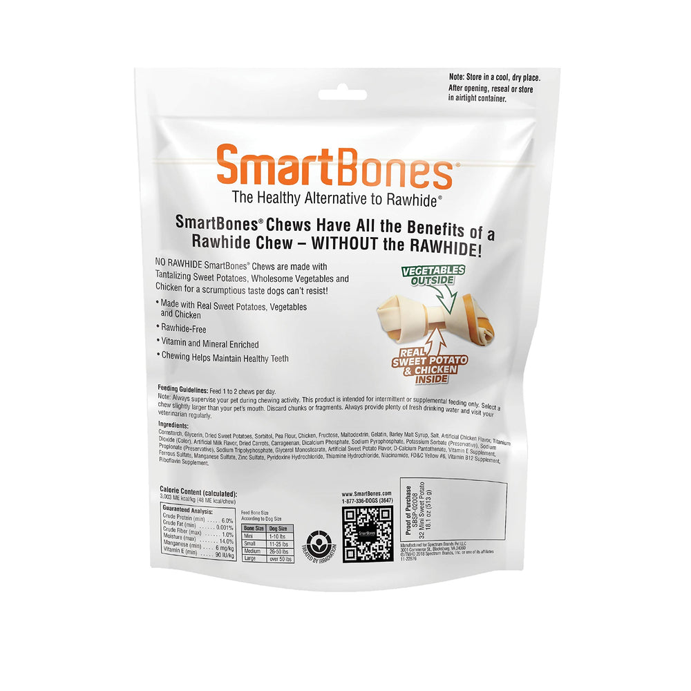 SmartBones Mini Chews sin cuero crudo, snack seguro para perros