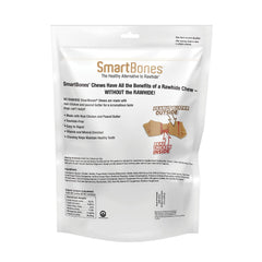 Primer plano de SmartBones Mini Bones, sabor cacahuete real, gusto que estimula masticación