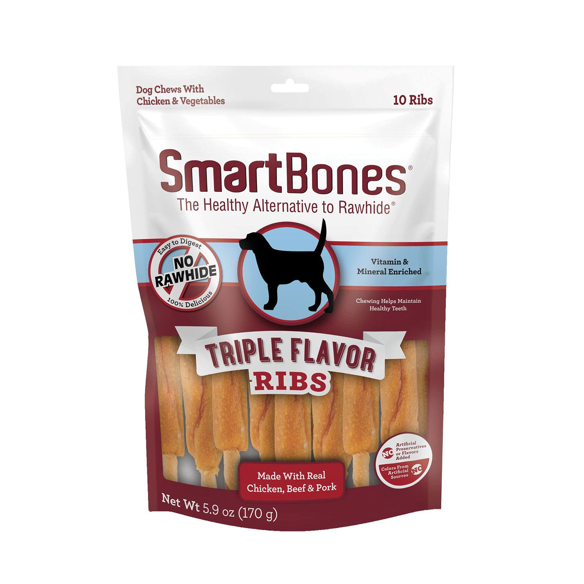 SmartBones os et ailes triple saveur, friandise facile à mâcher pour chien.