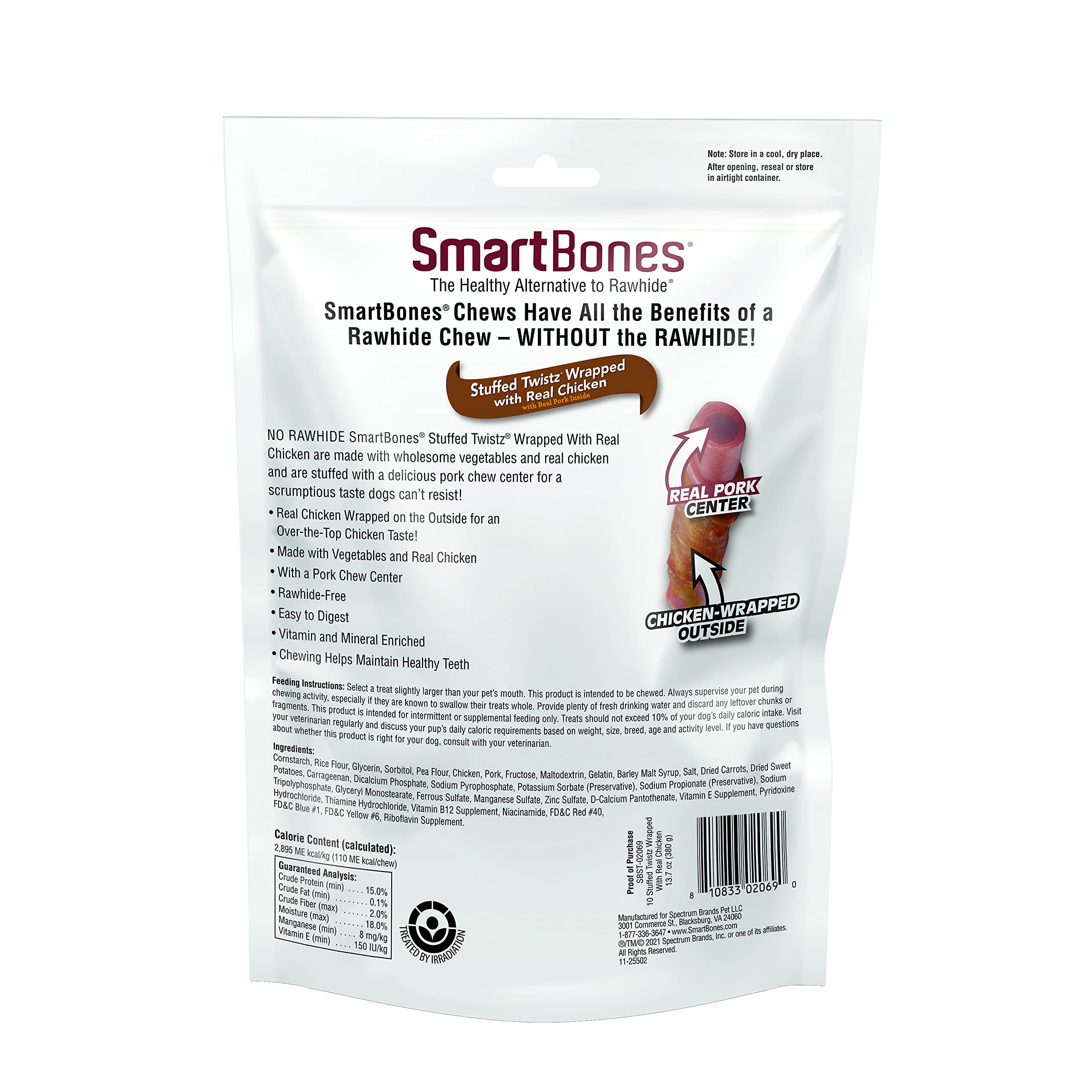 SmartBones palitos trenzados rellenos de pollo y cerdo, entretenimiento sabroso para perros