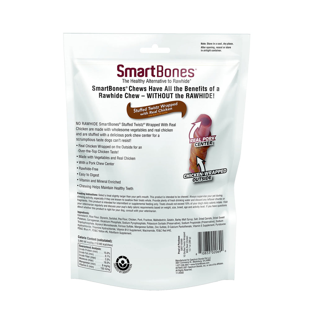 SmartBones palitos trenzados rellenos de pollo y cerdo, entretenimiento sabroso para perros