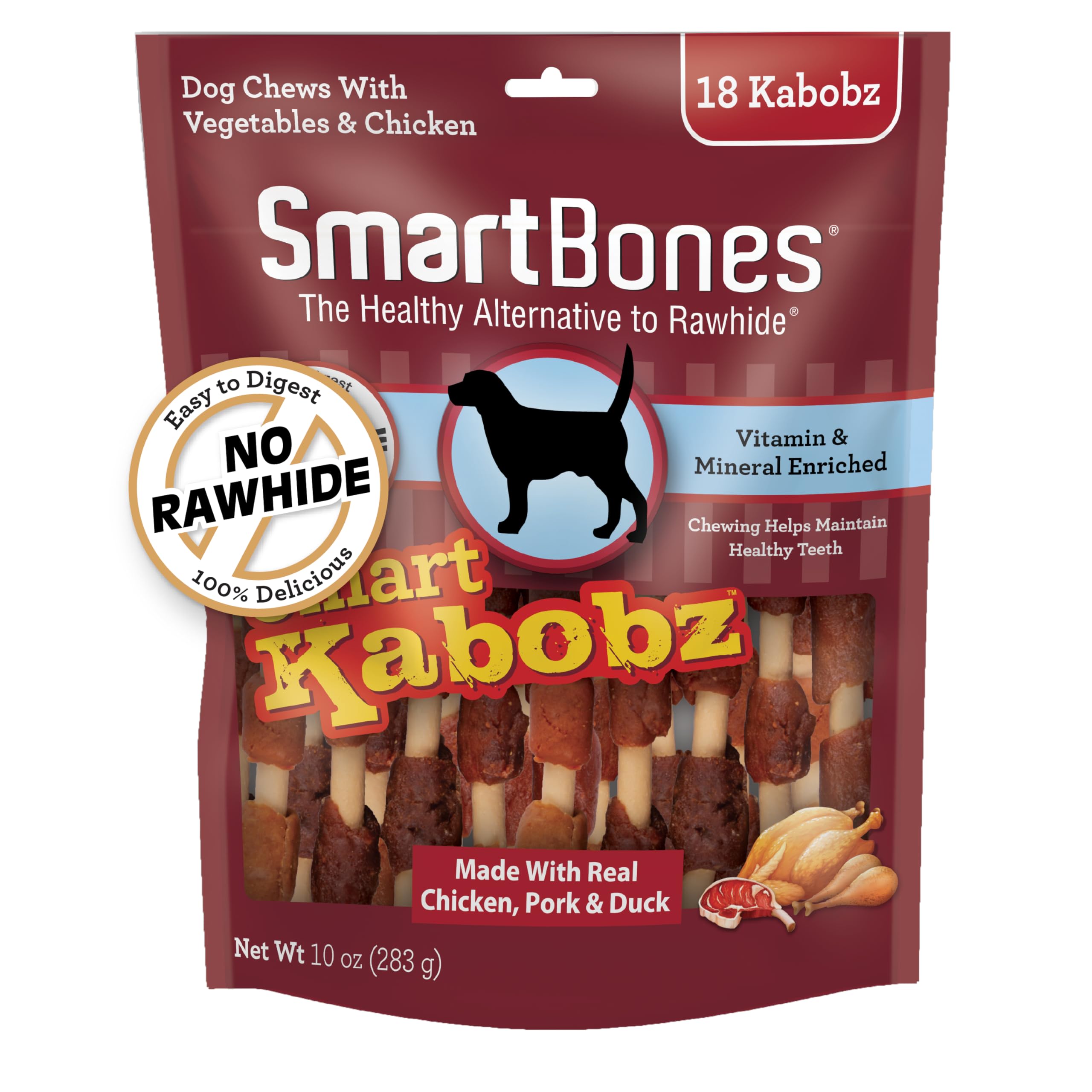 SmartBones Smart Kabobz chien en train de mâcher.