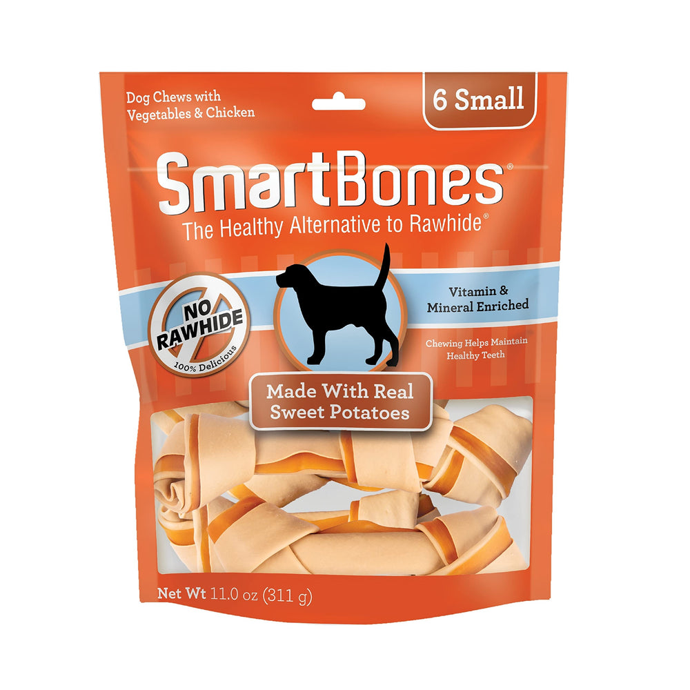 SmartBones Sweet Potato Chews: paquete para perros pequeños, snack sabroso.
