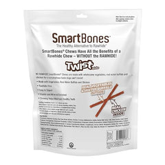 SmartBones Twist Sticks con búfalo de agua en interior, ingredientes reales para sabor auténtico.