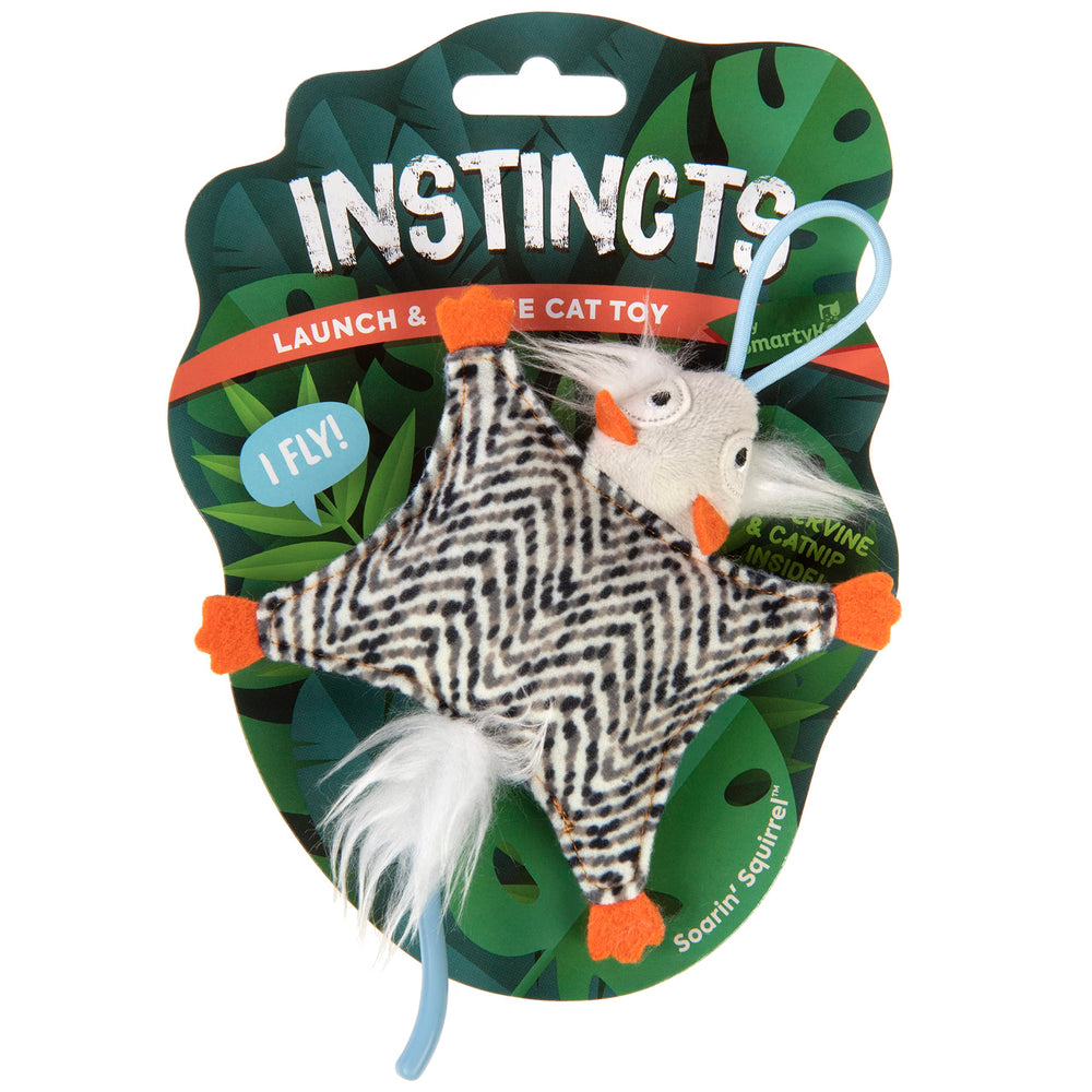 Instincts by SmartyKat Soarin' Squirrel, lanzamiento elástico para persecución.