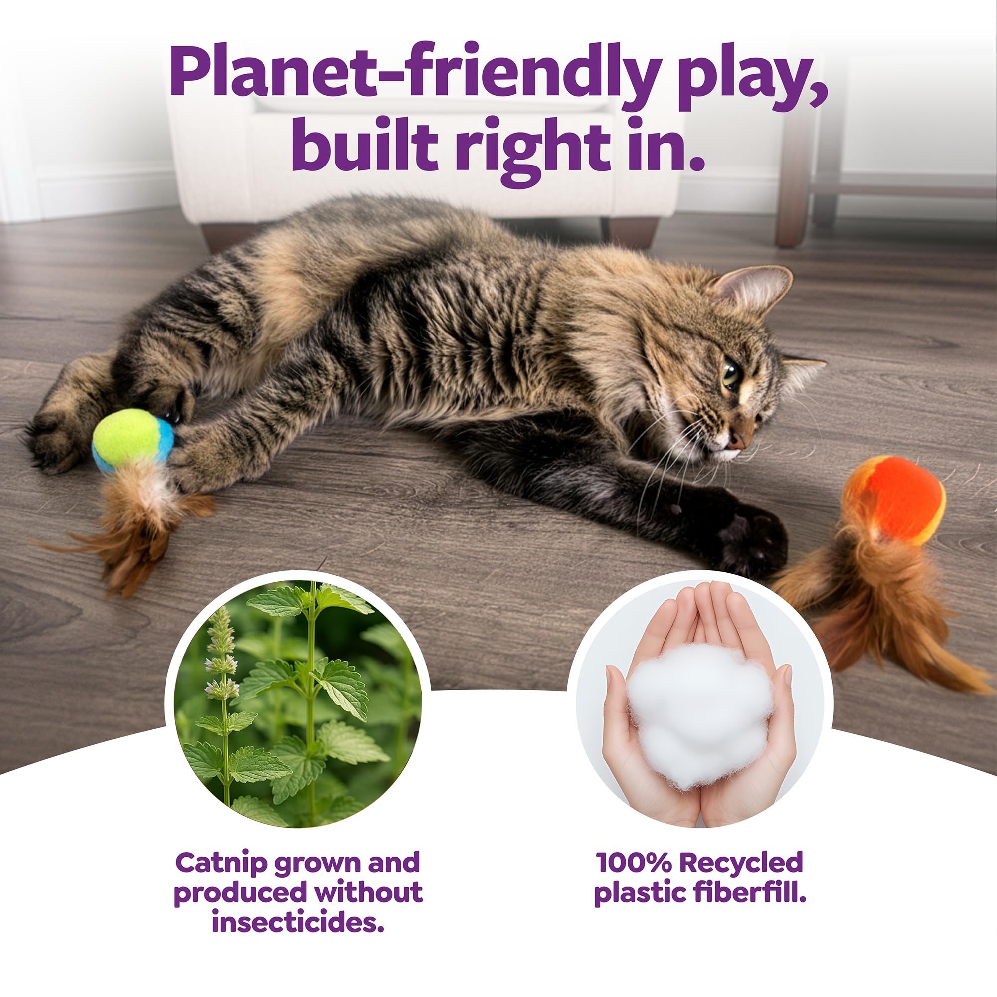Bola de juguete SmartyKat con plumas para juego interactivo con tu gato.