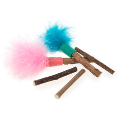 SmartyKat Silly Silver Stix: conjunto de 5 palitos para gatos, estimulación y juego.