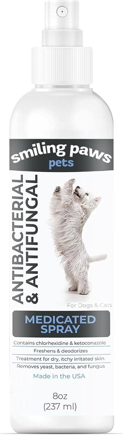 Smiling Paws Pets, botella atomizador 8oz, facilita aplicación precisa en mascotas.