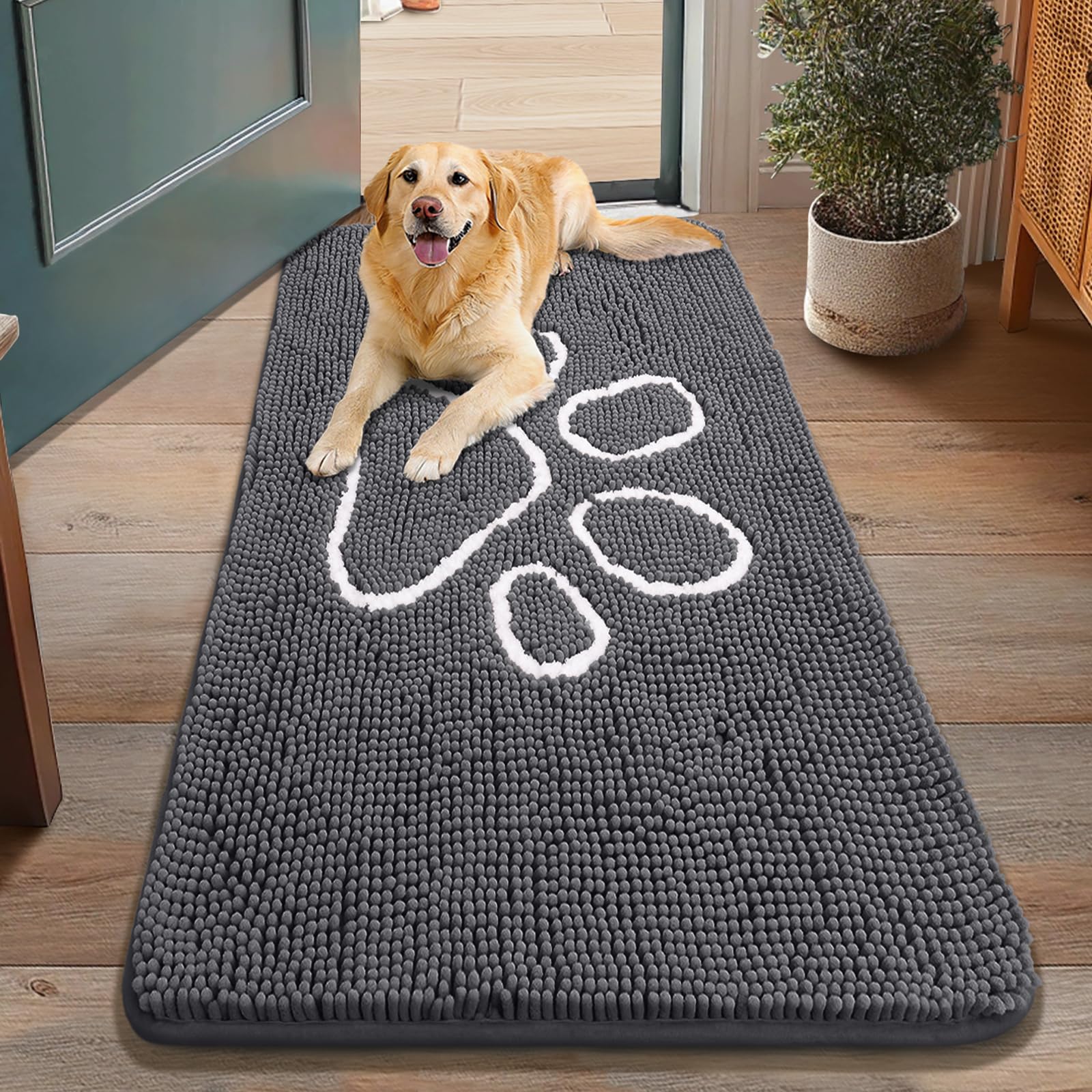 Smiry alfombra de puerta para perros absorbente, atrapa suciedad al entrar