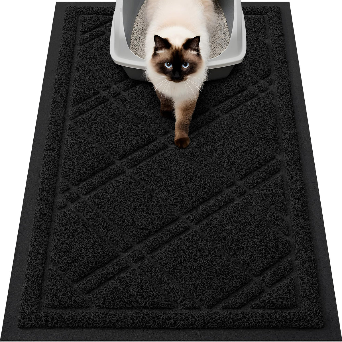 Smiry alfombrilla antideslizante para arena de gatos evita deslizamientos y mantiene el suelo limpio.