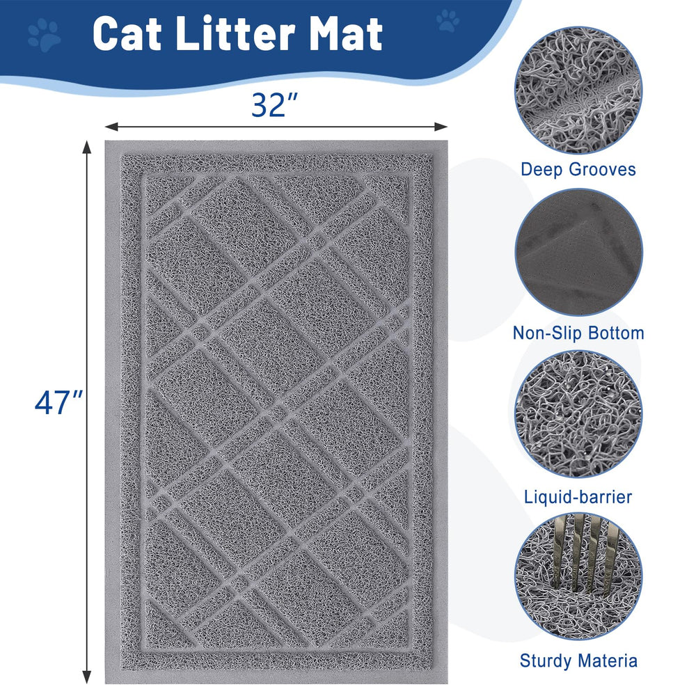 Smiry alfombrilla barrera de líquidos para arena de gatos gris, protege el suelo.