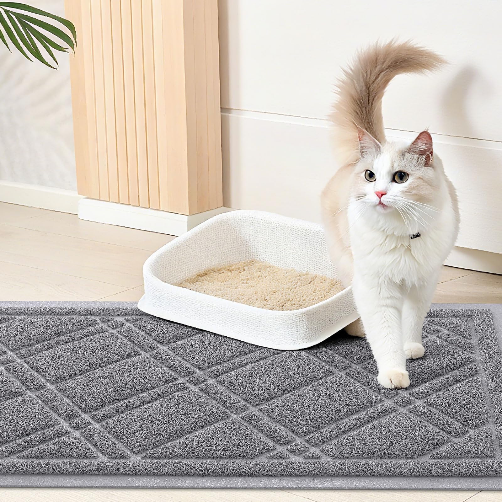 Smiry alfombrilla doble capa para arena de gatos gris, ofrece mayor protección y durabilidad.