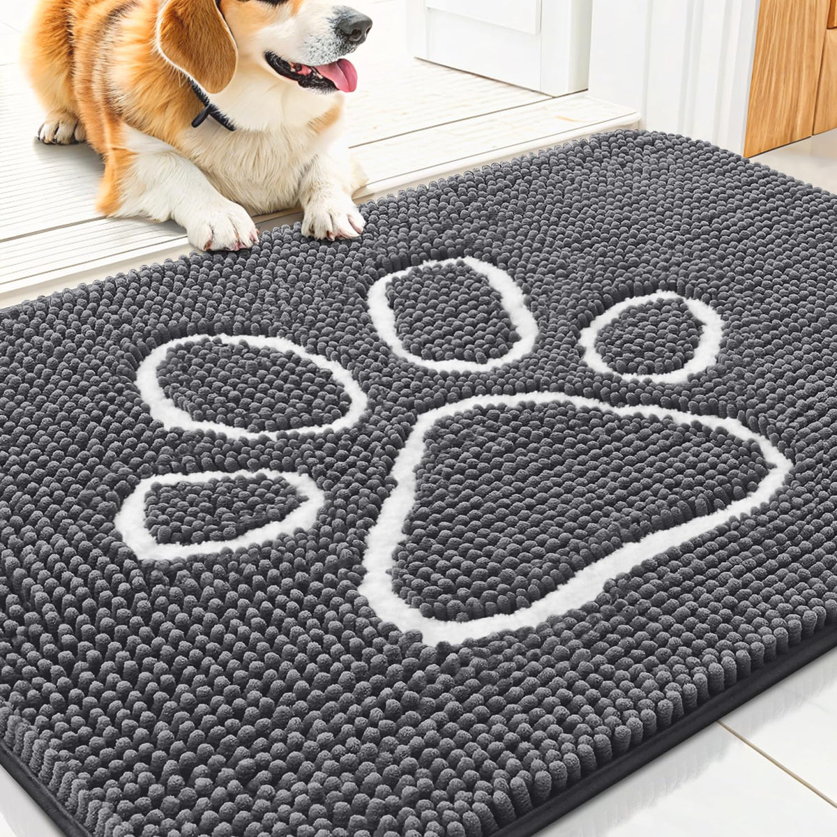 Alfombra Smiry para puerta absorbe humedad de las patas de perros al entrar.