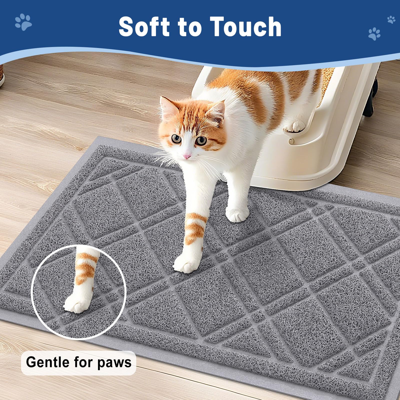 Smiry alfombrilla uso diario para gatos gris, mantiene la zona de la caja ordenada.