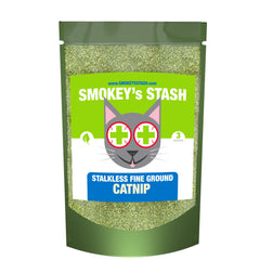 Smokey's Stash hierba gatera sin tallos en bolsa de 3 onzas, ideal para enriquecer juegos.