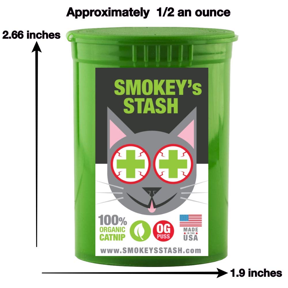 Smokey's Stash Menta Gatuna hojas cercanas con aroma