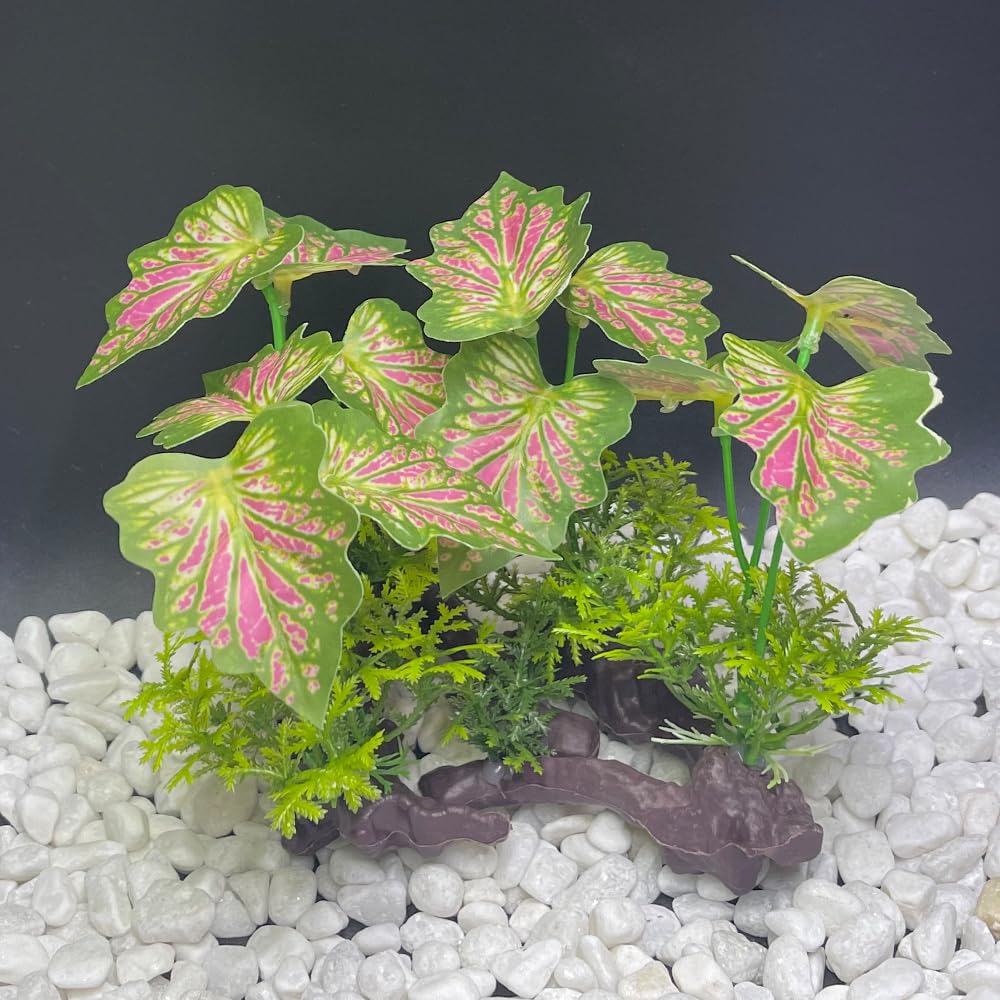 Smoothedo-Pets conjunto de plantas rosas, ideal para peceras pequeñas con refugios discretos