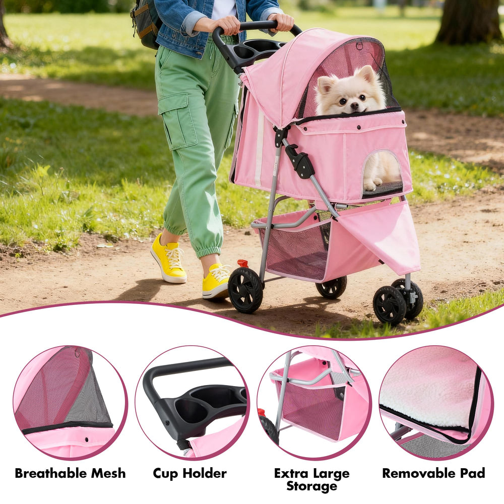 SMUG Carrito de paseo para mascotas, versión cerrada, compacto para guardar.