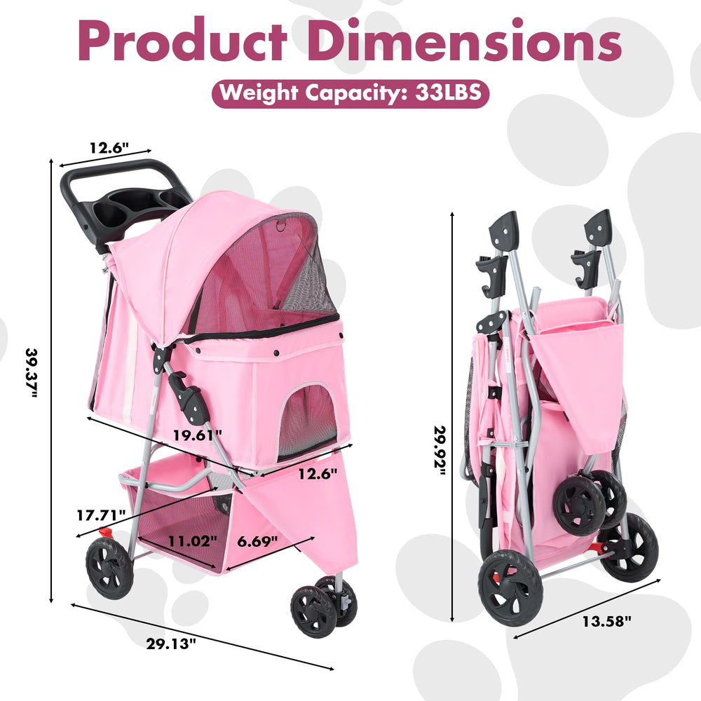 SMUG Carrito de paseo para mascotas, techo de malla para ventilación.