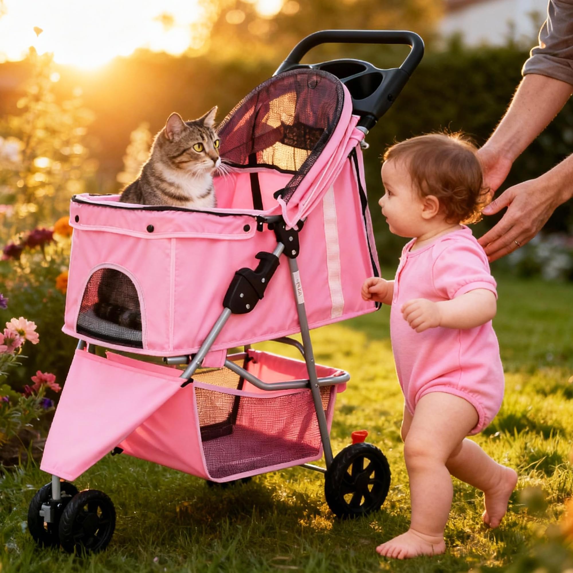 SMUG Carrito de paseo para mascotas, tejido impermeable y fácil de limpiar.