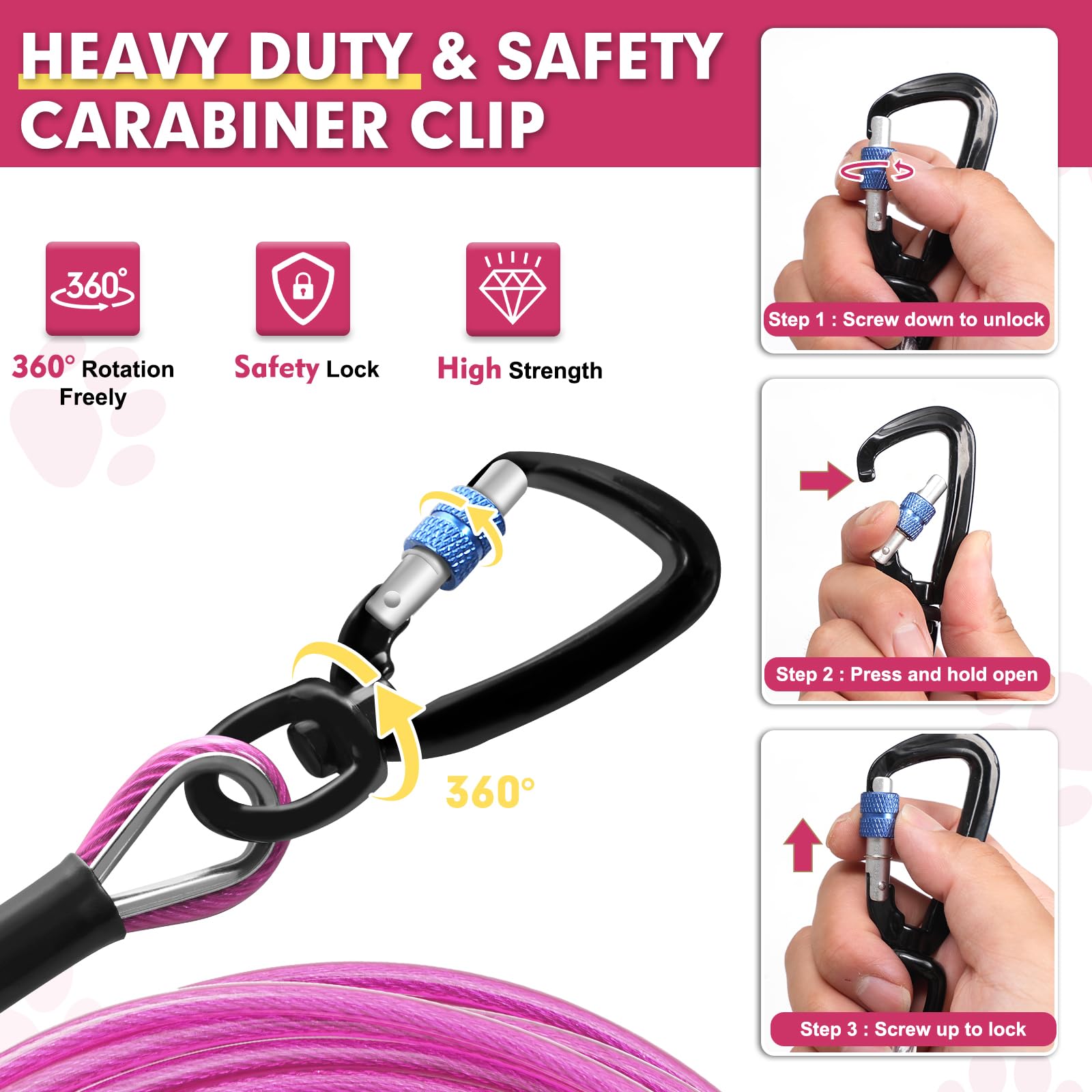 Cable Snagle Paw de acero inoxidable resistente para uso exterior.