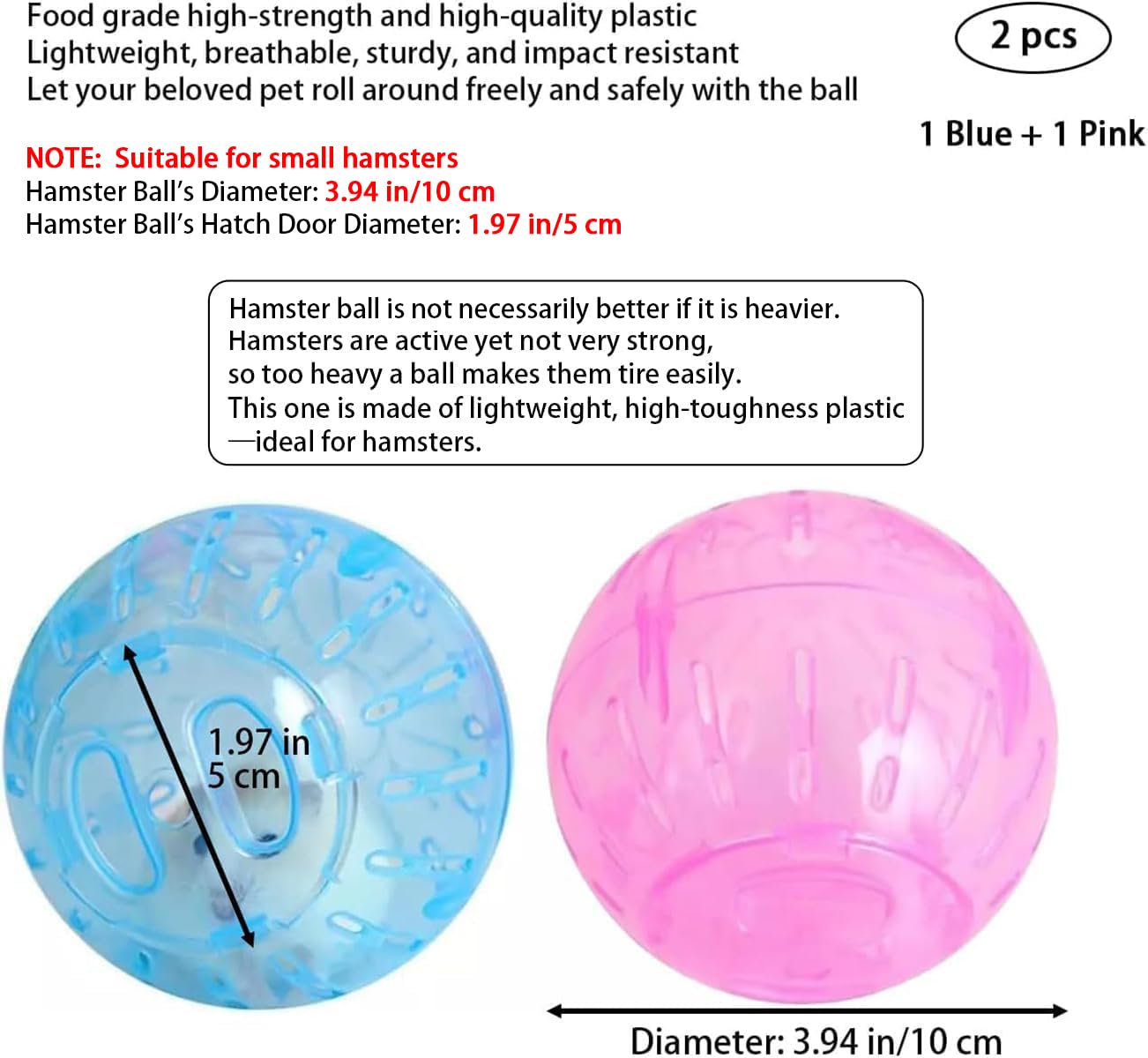 Bola para hámster rosa Sndperiexam con espacio de juego ventilado