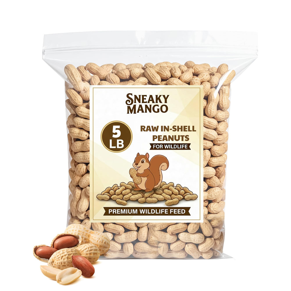 Sneaky Mango cacahuates crudos en cascara en bolsa de 5 libras, fuente natural para fauna.