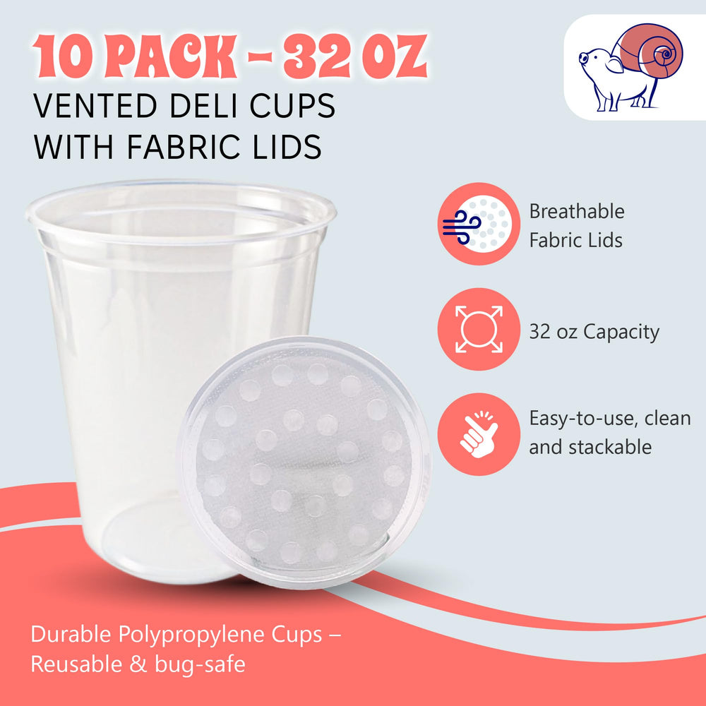 Paquete de 10 Snout and Shell Deli cups, empaque compacto y ordenado