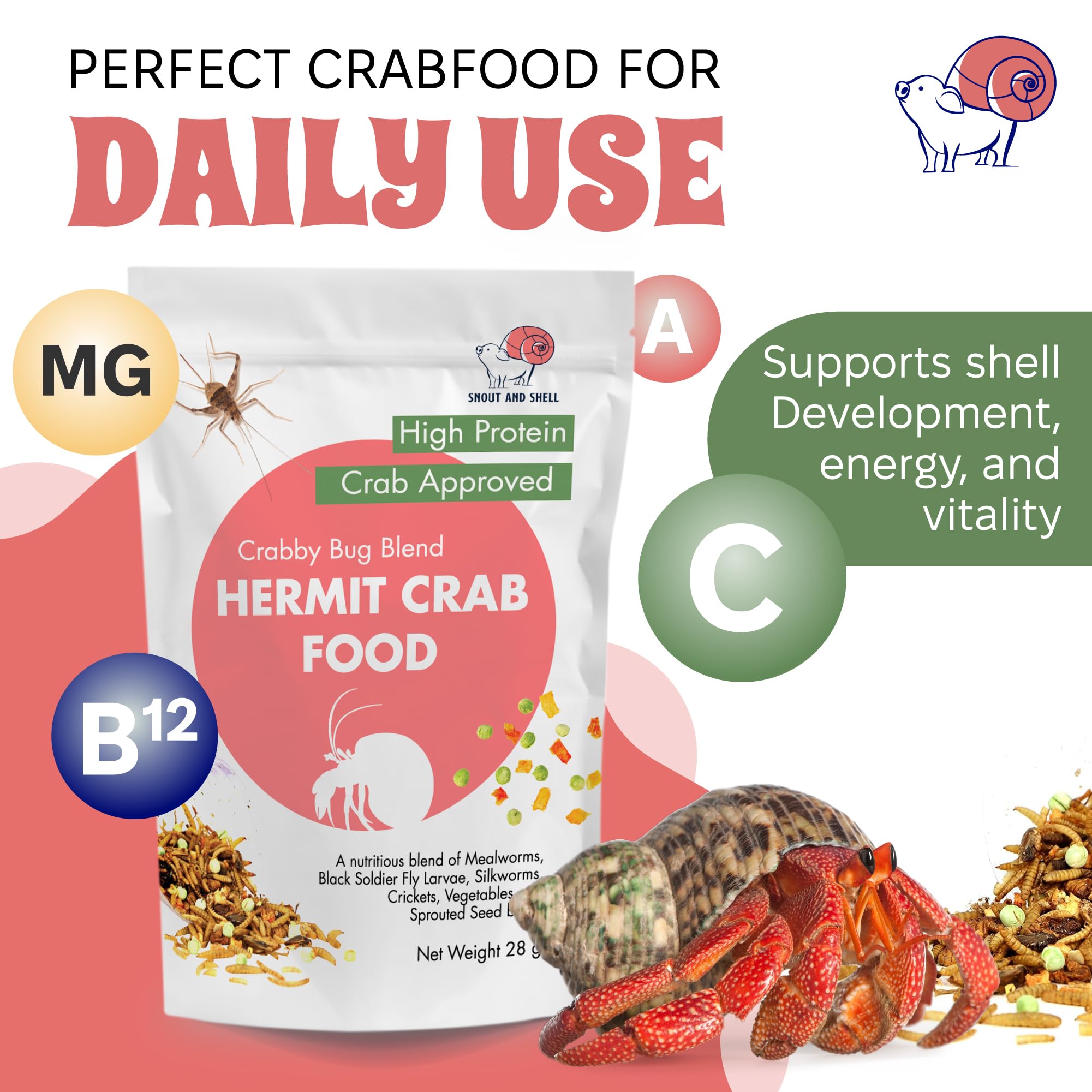 Snout and Shell Crabby Bug Blend emballage recyclable et respectueux de l'environnement
