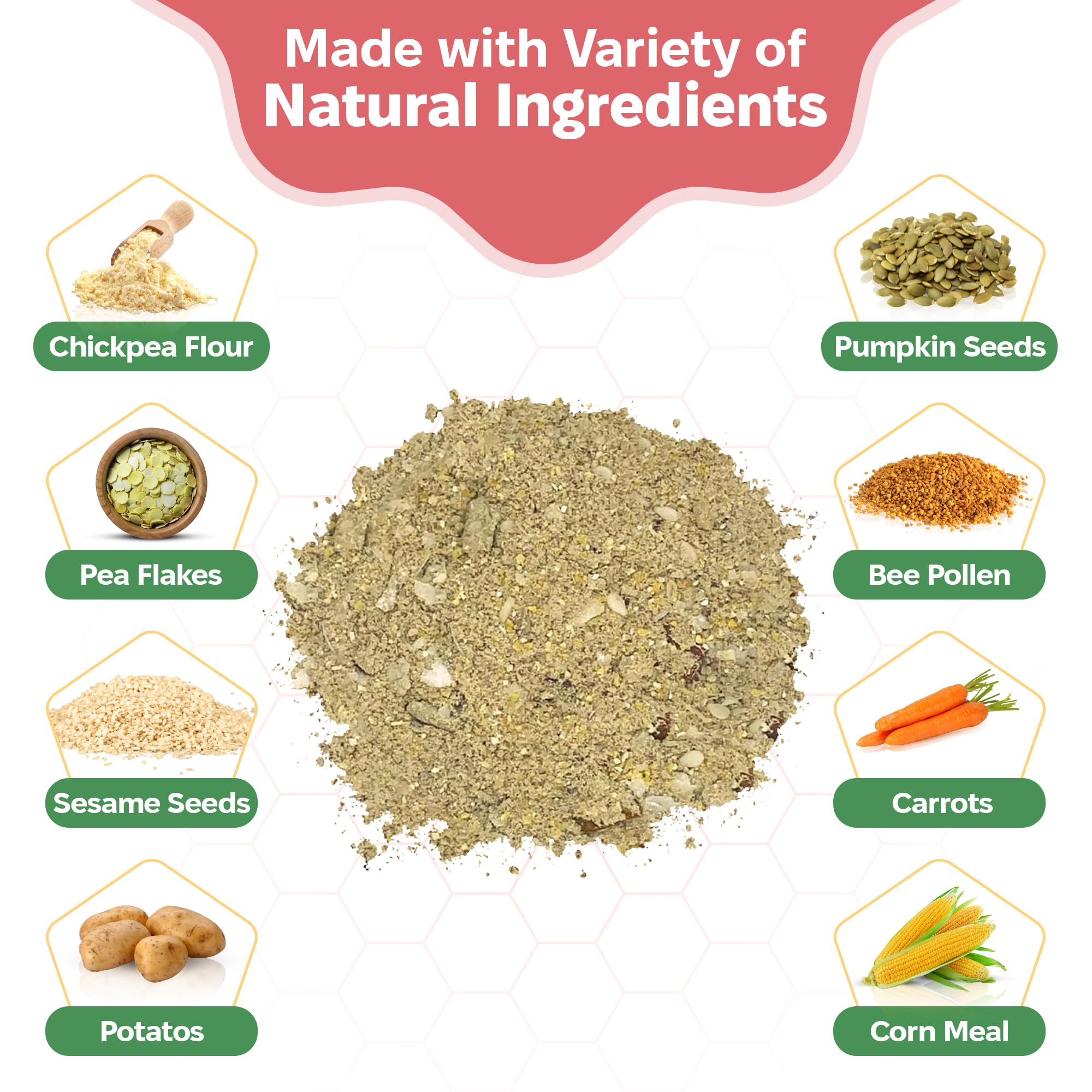 Snout and Shell: mezcla de ingredientes para isópodos, promueve una dieta variada.