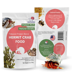 Snout and Shell Tidepool Protein Blend en bol de alimentación diario para cangrejos ermitaños, apoya la actividad.