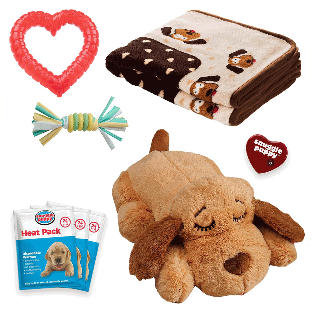 Peluche Snuggle Puppy original en Biscuit con pulso real para calmar cachorros.
