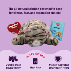 Calor integrado en Snuggle Kitty para mayor confort en momentos de estrés.