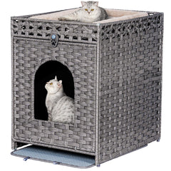 Caja de arena oculta de ratán Snughome: privacidad y estilo para tu gato.