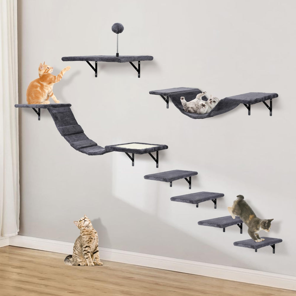 Sobly estantes de pared para gato en madera, útiles para juego seguro.