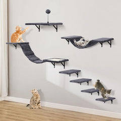 Sobly estantes de pared para gato en madera, útiles para juego seguro.
